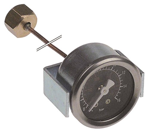 Expobar Manómetro para cafetera Diamant, conexión Office-Leva en la parte trasera con escala PSI con tubo capilar 0-16 bar, diámetro 41 mm