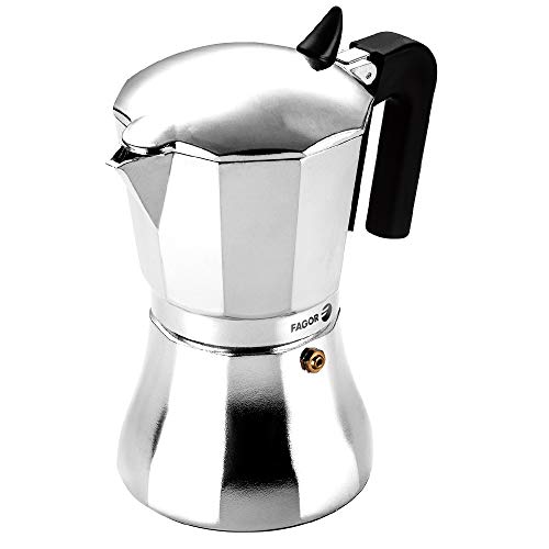 Fagor CUPY. La cafetera CUPY está Fabricada en Aluminio Extra Grueso. Pomo y Mangos Fabricados en Nylon Muy Resistente Toque Frio. Junta de Gran Durabilidad. Compatible con INDUCCIÓN. (12 Tazas)