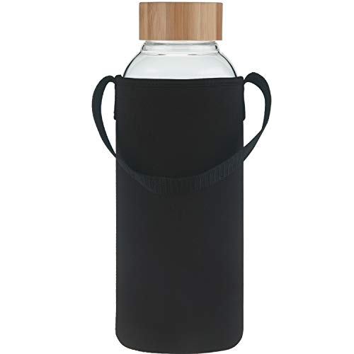Ferexer Botella de Agua de Cristal con Tapa de bambú Funda de Neopreno 1500 ml, 1,5 L Ferexer Botella de Agua de Cristal con Tapa de bambú Funda de Neopreno 1500 ml, 1,5 L