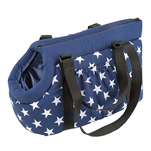 Ferplast 82271097W4 Borsello 40 - Bolsa para Perros (30 x 20 x 20 cm), Color Azul con Estrellas Blancas