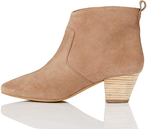 find. Botín de Ante con Tacón Western Mujer, Beige (Taupe Taupe), 39 EU