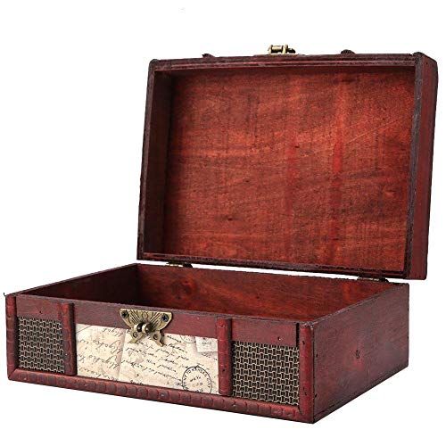 FTVOGUE - Caja de almacenamiento de madera estilo vintage, tamaño grande, libro, joyas, almacenamiento de almacenamiento, organizador para cofre del tesoro, decoración de casa, #3: Stamp