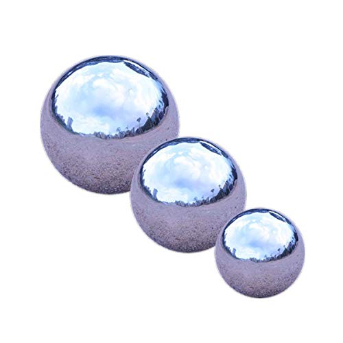 GDglobal - Juego de 3 bolas de acero inoxidable para jardín (10 cm, 12 cm, 15 cm de diámetro), color plateado
