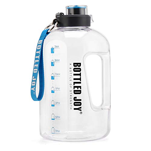 GHONLZIN Botella de Agua Deportiva, 1 Galón Water Bottle, Botella Agua sin BPA Reutilizable Botellas de Agua con Marcador de Tiempo para Athletic, Bici, Gimnasio, Oficina