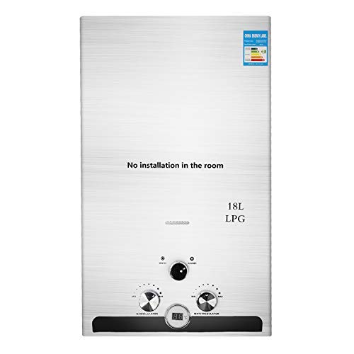 GNEGNIS 18L LPG gas propano sin tanque calentador de agua caliente instantáneo con cabezal de ducha, Calentador de agua de acero inoxidable de encendido automático GNEGNIS 18L LPG gas propano sin tanque calentador de agua caliente instantáneo con cabezal de ducha, Calentador de agua de acero inoxidable de encendido automático