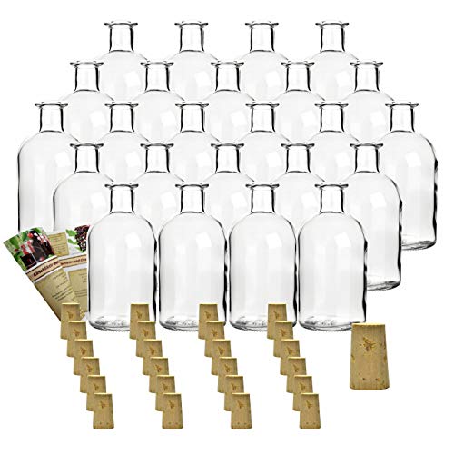 gouveo 24 botellas vacías de 250 ml con tapón de corcho, botellas de vidrio vacías, botellas de licor, jarrón, botella de farmacéutico gouveo 24 botellas vacías de 250 ml con tapón de corcho, botellas de vidrio vacías, botellas de licor, jarrón, botella de farmacéutico
