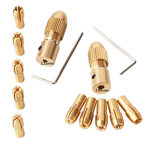 GTIWUNG 0.5-3mm Portabrocas para Taladro, Pinza de Taladro, Broca Collet, Broca Pequeña Eléctrico Collet Portabrocas Fijado con una llave Allen 3.17mm/2.35mm–Juego de 0,5 mm/1 mm/1,5 mm/2,5 mm/3,0mm