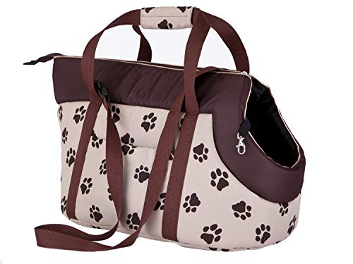Hobbydog Bolsa de Transporte para Perros y Gatos, Talla 1, Color Beige con Estampado de Patas