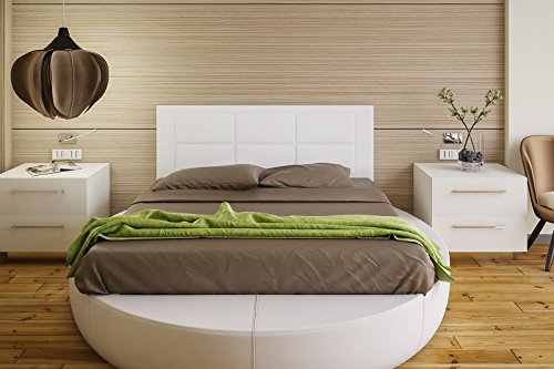 Hogar24-Cabecero Cama tapizado 155 x 55 x 3,0 cm, válido para Cama 135 y 150 cm. Color Blanco (Blanco)