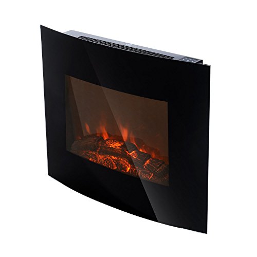 HOMCOM Chimenea Eléctrica Tipo Estufa de Pared con Efecto Leña Ardiendo y Mando a Distancia 900W/1800W 65x11.4x52cm HOMCOM Chimenea Eléctrica Tipo Estufa de Pared con Efecto Leña Ardiendo y Mando a Distancia 900W/1800W 65x11.4x52cm