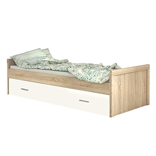 HomeSouth - Cama Nido Juvenil, Dos Camas de habitación y/o Dormitorio, Color Cambria y Blanco, Modelo Lara, Medidas: 197 cm (Largo) x 98 cm (Ancho) x 58 cm (Alto)