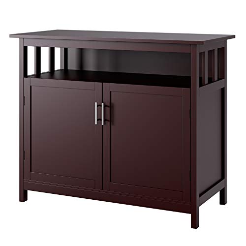 Homfa Armario Almacenaje Aparador Buffet Comedor Armario de Suelo para Baño Cocina Salón con 3 Compartimentos 2 Puertas Oscuro 98x44x80cm