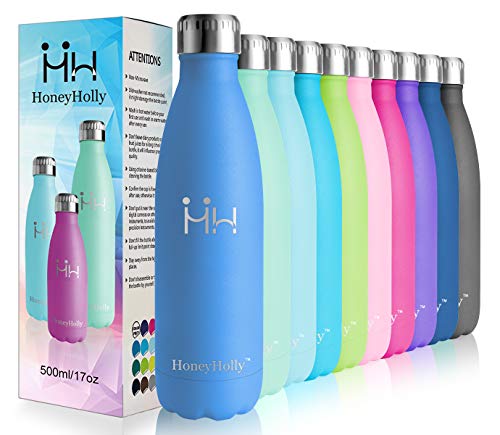 HoneyHolly Botella de Agua Acero Inoxidable 350ml, Aislamiento de Vacío de Doble Pared, Botellas de Frío/Caliente, sin bpa Botella Reutilizable para niños Sport Gimnasio Trekking Bicicleta