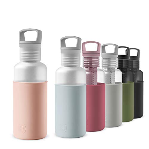 HYDY Botella de Agua 590ml, Material Ecológico Tritan, Sin BPA, con Infusor de Té, Color Translúcido - Latte