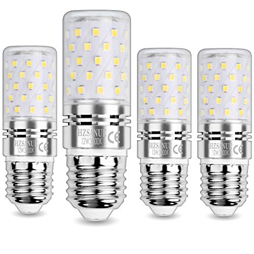 HZSANUE E27 Bombillas Maíz LED 12W, LED Bombillas Candelabros, 3000K Blanco Cálido, 1200LM, Bombillas Incandescentes de 100W Equivalentes, No Regulable, Paquete de 4 HZSANUE E27 Bombillas Maíz LED 12W, LED Bombillas Candelabros, 3000K Blanco Cálido, 1200LM, Bombillas Incandescentes de 100W Equivalentes, No Regulable, Paquete de 4