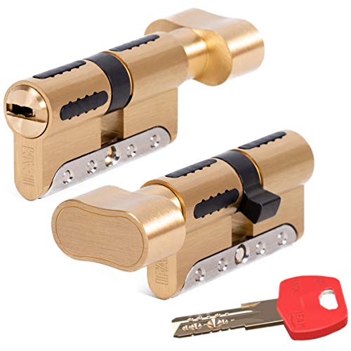 IFAM WX1000 Bombin de Seguridad 30x30 Color Laton CON POMO Cilindro Bombillo Reforzado DOBLE EMBRAGUE Antirotura Antibumping Antitaladro Leva Antiextracción Cerradura para Puerta 5 Llaves y Tarjeta IFAM WX1000 Bombin de Seguridad 30x30 Color Laton CON POMO Cilindro Bombillo Reforzado DOBLE EMBRAGUE Antirotura Antibumping Antitaladro Leva Antiextracción Cerradura para Puerta 5 Llaves y Tarjeta