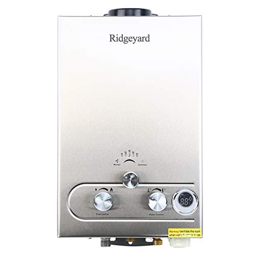 Iglobalbuy LPG Calentador de Agua Calentador de Agua de Gas Calentador de Agua LCD Digital Calentador de Agua Instantáneo Propane Gas Hot Water Heater 8L