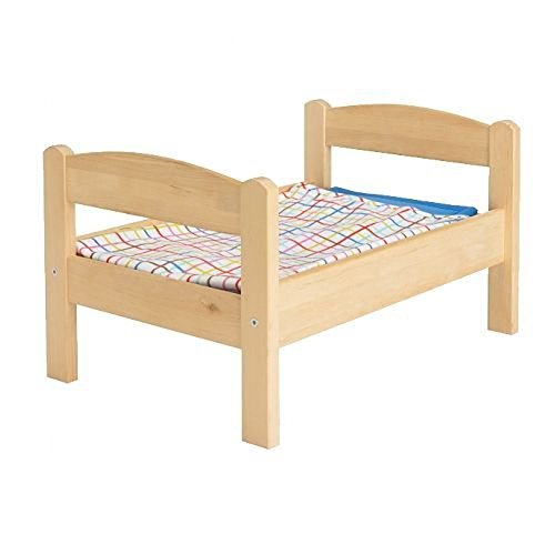 IKEA DUKTIG - cama Doll-s con juego de ropa de cama, pino, multicolor