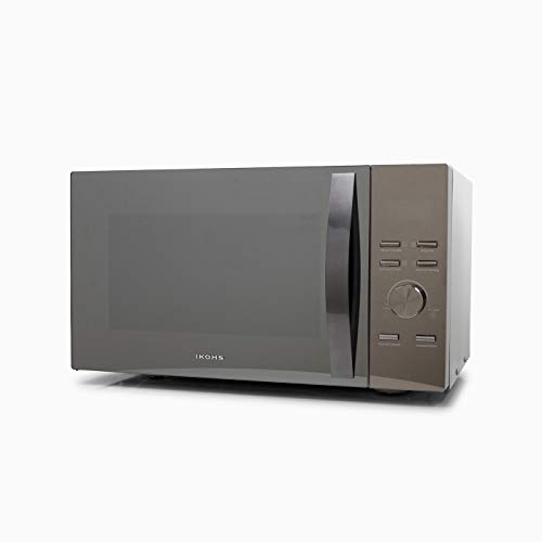 IKOHS Microondas HW800M Espejo - Microondas, 800W,Capacidad de 23L, 3 Niveles de Potencia, Temporizador hasta 30 minutos, Menú Automático 7, Cocción Multifrecuencia, Dispone de Reloj Digital