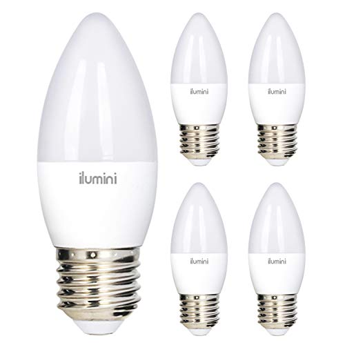 ilumini Bombillas LED C37 Vela, Casquillo E27,5W equivalente a 45w, 6500K Luz Fría, 500 Lúmenes [Clase de eficiencia energética A+] PACK DE 5