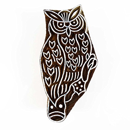 India Textil Cerámica Sellos búho sello de madera Bloque de imprenta Bloque decorativo