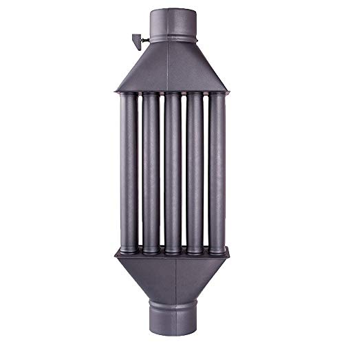 Intercambiador de calor de chimenea Diplomat intercambiador de aire caliente, enfriador de gas de escape negro, diámetro de 130mm, 5 tubos con amortiguador