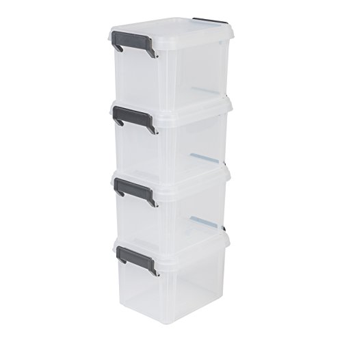 Iris Ohyama, lote 4 cajas apilables de almacenamiento con tapa - Multi Box - MBX-2, plástico, transparente, 2 L, 22,4 x 17 x 14,5 cm Iris Ohyama, lote 4 cajas apilables de almacenamiento con tapa - Multi Box - MBX-2, plástico, transparente, 2 L, 22,4 x 17 x 14,5 cm