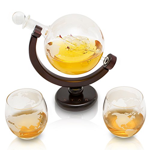 Jarra VinoYes Noble Whisky con Vasos Whisky Set de Hecho a Mano | Jarra de whisky con hermosa caja de regalo | Cierre hermético | 850 ml abcdefgh