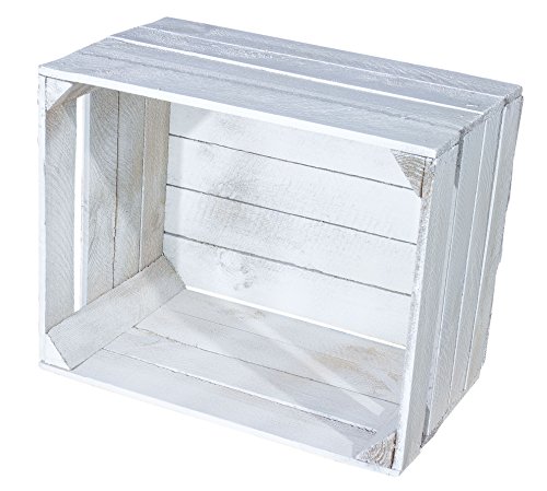 Juego de 4 cajas de madera estilo Shabby Chic, estilo vintage, 50 x 40 x 30 cm, color blanco