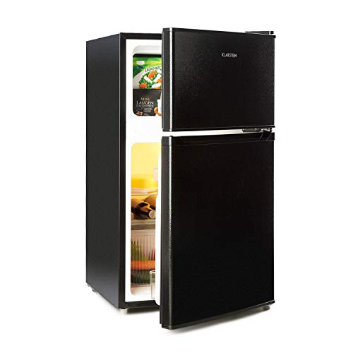 Klarstein Big Daddy Cool – combinación nevera-congelador, Congelador encima, silencioso, eficiencia energética de clase A, 61 L de capacidad, nevera de 35 L, congelador de 26 L, negro Klarstein Big Daddy Cool – combinación nevera-congelador, Congelador encima, silencioso, eficiencia energética de clase A, 61 L de capacidad, nevera de 35 L, congelador de 26 L, negro