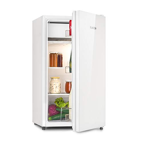 Klarstein Luminance Frost Nevera - Mininevera, Volumen 91 litros, Eficiencia de tipo A+, Cajón para verdura, 2 baldas de vidrio, 3 compartimentos en la puerta, 7 niveles de temperatura, Blanco Klarstein Luminance Frost Nevera - Mininevera, Volumen 91 litros, Eficiencia de tipo A+, Cajón para verdura, 2 baldas de vidrio, 3 compartimentos en la puerta, 7 niveles de temperatura, Blanco