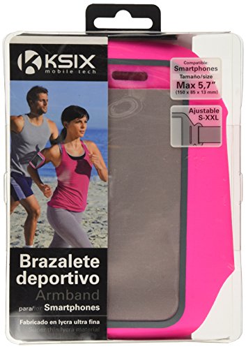 Ksix BXFBRL02R - Funda tipo brazalete deportivo de licra para smartphone, tamaño XXL, rosa