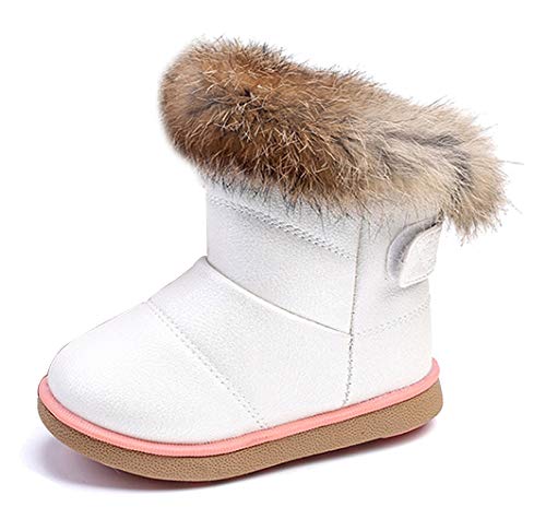 KVbabby Botas de Nieve para Niños Invierno Botines Calentar Botas De Nieve Ante Anti-Deslizante Zapatos Botas de Trabajo,Blanco,25 EU = Fabricante 26