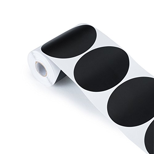 LabelQueen 100 pegatinas de pizarra en negro mate, ovaladas de 4 x 6 cm, en práctica caja dispensadora para tarros de conservas, mermelada LabelQueen 100 pegatinas de pizarra en negro mate, ovaladas de 4 x 6 cm, en práctica caja dispensadora para tarros de conservas, mermelada