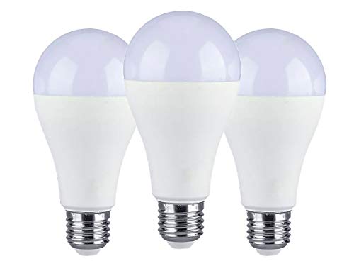 Lámpara LED LEDLUX 3 piezas E27 A65 15W Bombilla blanca esfera 1350 lúmenes disponibles 3 colores [Clase de eficiencia energética A ++] (4000k)