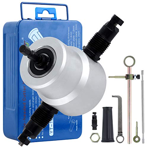LAOYE Herramienta de Corte de Chapa de Doble Cabezal con Accesorios con Corte, Cortador de Chapa para Taladro Elétrico LAOYE Herramienta de Corte de Chapa de Doble Cabezal con Accesorios con Corte, Cortador de Chapa para Taladro Elétrico