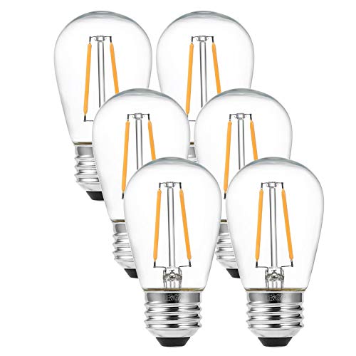LEDGLE Bombilla LED E27 Vintage, Bombilla decorativa LED con filamento, Blanco cálido 2700K, ST45, 2W (equivalente a 25W), 6 unidades