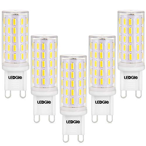 LEDGLE Bombillas LED G9 6W, No Regulable 54LEDs Blanco Frío 6000K Sin Parpadeo, 60W Bombilla Halógena Equivalente, Pack de 5 LEDGLE Bombillas LED G9 6W, No Regulable 54LEDs Blanco Frío 6000K Sin Parpadeo, 60W Bombilla Halógena Equivalente, Pack de 5