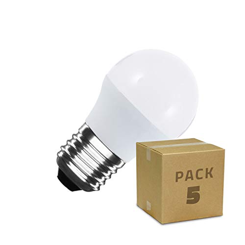 LEDKIA LIGHTING Pack Bombillas LED E27 Casquillo Gordo G45 5W (5 un) Blanco Neutro 4000K - 4500K