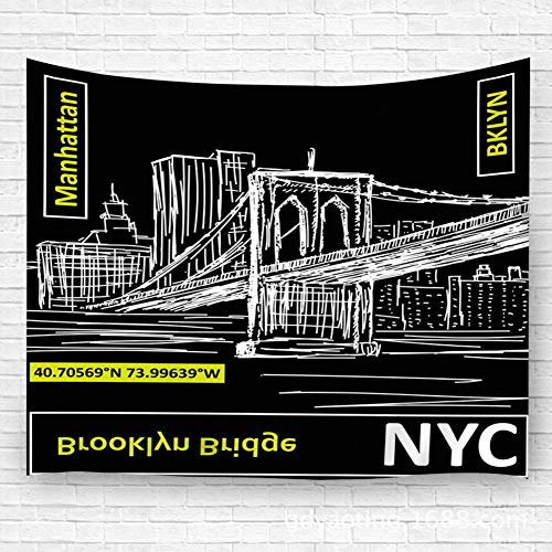 Leisure-Time Tapiz Colgante, Manta para Colgar en la Pared Nueva York Puente de Brooklyn Colcha Arti Vintage Toallas de Playa Alfombrilla de Picnic Funda de Cama 60 'X80'