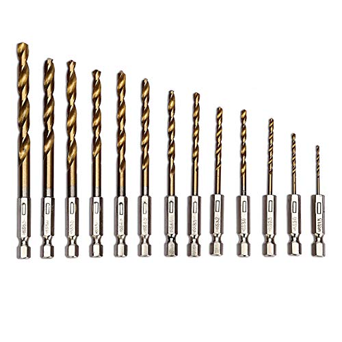 LESOLEIL Juego de Brocas Helicoidales Juego de Brocas HSS con Revestimiento de Titanio - 13piezas 1.5-6.5 mm LESOLEIL Juego de Brocas Helicoidales Juego de Brocas HSS con Revestimiento de Titanio - 13piezas 1.5-6.5 mm