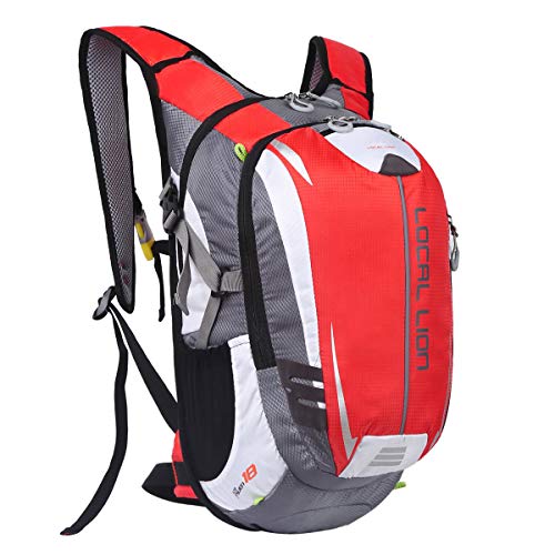 Local Lion 18L Mochila de Ciclismo de Deportes al Aire Libre Hidratación de Senderismo Excursion Multifuncional Nylon para Unisex Color Rojo