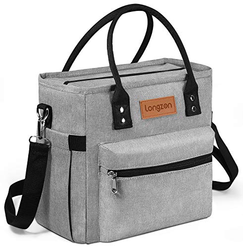 longzon Bolsa Térmica Porta Alimentos,10L Bolsa Térmica Comida Bolsa Porta Alimentos con Correa de Hombro Ajustable para Llevar Comida Almuerzo, Genial para Trabajo Playa Viaje,Gris