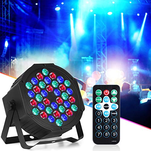 Luz de Escenario Par, LED Luz de Discoteca, 36LED 72W RGB Soporte de modo sonido maestro automático DMX512, 7 canales proyector Luz Lámpara Etapa luz ambiental para Disco KTV Bar Navidad Fiesta Boda