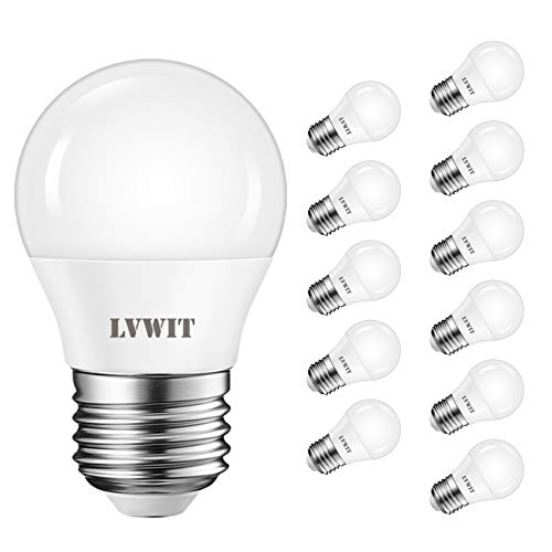 LVWIT Bombillas LED G45 E27 (Casquillo Gordo) - 5W equivalente a 40W, 470 lúmenes, Color blanco frío 6500K, No regulable - Pack de 12 Unidades. LVWIT Bombillas LED G45 E27 (Casquillo Gordo) - 5W equivalente a 40W, 470 lúmenes, Color blanco frío 6500K, No regulable - Pack de 12 Unidades.