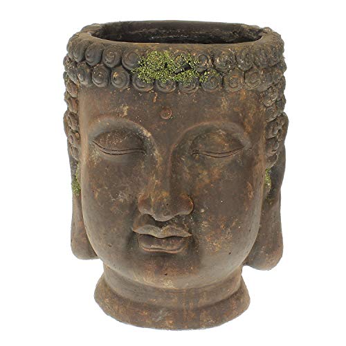 Macetero de Buda decorativo Macosa DJ37824-414, piedra artificial, 23 cm, decoración asiática, decoración de baño, decoración para el salón
