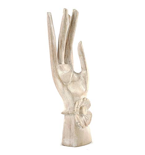 Mano de Buda/porte-bagues en madera color blanco encalado H20 cm Mano de Buda/porte-bagues en madera color blanco encalado H20 cm