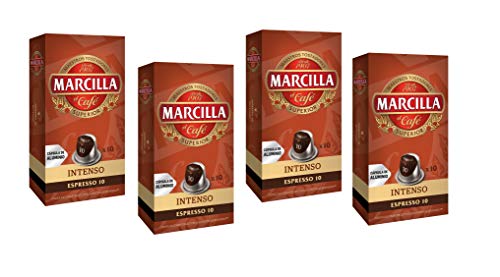 Marcilla Café Intenso Intensidad 10 - 40 cápsulas de aluminio compatibles con máquinas Nespresso (R)* (4 Paquetes de 10 cápsulas)
