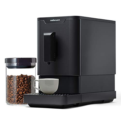 Mellerware Mmmm! Cafetera Superautomática con 19 Bar de presión. Cafetera para Espresso. Sistema Auto-Limpieza. Diseño Elegante y Compacto Negro. 42,5x18x32 cm