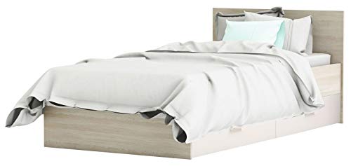 Miroytengo Cama con cajones Switch Color Roble y Blanco Juvenil Infantil habitación Dormitorio Mueble 90x190 cm